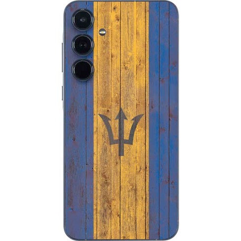 Barbados Flag Dark Wood Galaxy A35 5G Skin
